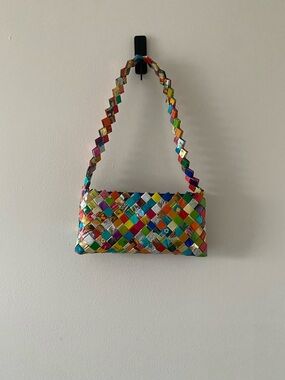 Y2K Colourful Upcycled Candy Wrapper Shoulder Bag